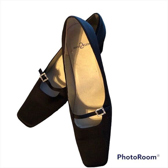 Anne Klein Shoes - Anne Klein Black Satin Heels
